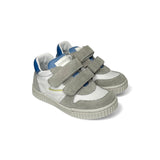 Sneakers primi passi BALOCCHI in suede grigio e nylon bianco con velcri
