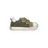 Sneakers primi passi BALOCCHI in canvas e suede verde militare/pelle bianca con velcri