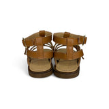 Sandali DIANETTI in pelle cuoio e borchie oro con fibbie