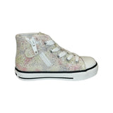 Sneakers NATURINO YLFAS mid in tessuto glitter multicolors con lacci e zip laterale