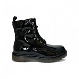 Anfibi LUNELLA in vernice con lacci e zip interna