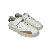 Sneakers SUN68 girl street in pelle bianca e suede maculato con velcro e lacci elastici