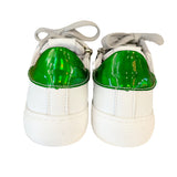 CIAO BIMBI SNEAKERS in pelle bianca, punta in glitter, lacci e zip laterale