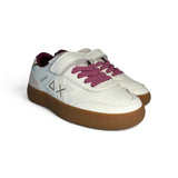 Sneakers SUN68 girl in eco pelle e suede bianco con velcri o velcro e lacci alastici