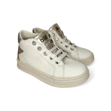 Sneaker BALOCCHI in pelle latte e glitter copper/oro con lacci e zip laterale
