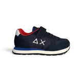 Sneakers ginniche SUN68 boy in suede e nylon blu navy con velcri o velcro e lacci alastici