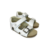 Sandali Primi Passi FALCOTTO in pelle bianca con fibbia e strap