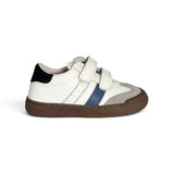 Sneakers NATURINO in pelle bianca e suede grigio con velcri