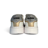 Sneakers SUN68 girl in eco pelle bianca e glitter con velcri o velcro e lacci alastici