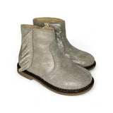 Stivaletti Primi Passi LESCOUCOU in suede glitterato beige con zip interna