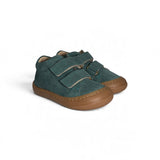 Sneakers Primi Passi LESCOUCOU in suede verde petrolio con velcri