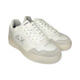 Sneakers SUN68 teen boy basket in pelle e suede bianco con lacci