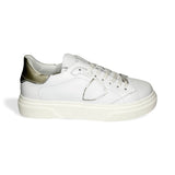 Sneakers PHILIPPE MODEL junior TEMPLE in pelle bianca e oro