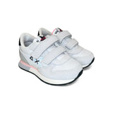 Sneakers ginniche SUN68 Kid girl in suede e nylon bianco con velcri
