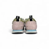 Sneakers ginniche SUN68 First Step girl in suede e nylon beige/dettagli rosa con velcro