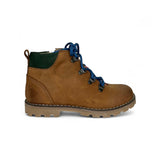 Scarponcini DIANETTI mod. "pedula" in nubuk cuoio con lacci bluette e zip interna