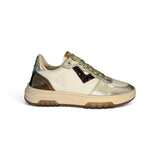 Sneakers 2B12 in pelle bianca/oro/bronzo con lacci