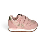 SNEAKER GINNICA SUN68 First Step girl in suede e nylon rosa con velcri