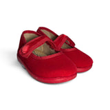Bebè/Ballerina BATILAS in velluto rosso con velcro