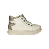 Sneaker BALOCCHI in pelle latte e glitter copper/oro con lacci e zip laterale
