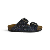 Ciabatte BIOFASHION in glitter nero con fibbie