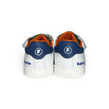 Sneakers primi passi FALCOTTO in pelle bianca/blu con velcri