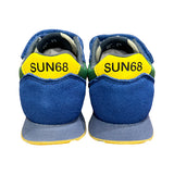 SNEAKERS GINNICA SUN68 BABY BOY in suede royal e nylon avio - verde prato con velcri