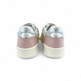 SNEAKERS DIANETTI  mod "basket low" in pelle bianca e rosa con lacci e zip laterale