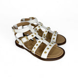 Sandali DIANETTI in pelle bianca e borchie oro con fibbie