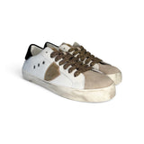 Sneakers PHILIPPE MODEL junior PARIS in pelle bianca/suede beige/velluto nero