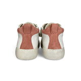 Sneakers LESCOUCOU in pelle panna/rosè e glitter con lacci e zip laterale