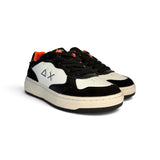 Sneakers SUN68 basket teen boy in eco pelle bianco/nero con lacci