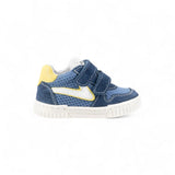 SNEAKERS PRIMI PASSI BALOCCHI in suede stampa jeans, nylon mesh blu navy con velcri