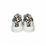 Sneakers PHILIPPE MODEL junior TEMPLE in pelle bianca, oro e cavallino animalier
