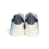 Sneakers PHILIPPE MODEL junior TEMPLE in pelle bianca e glitter antracite