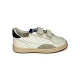 Sneakers 2B12 in pelle bianca e navy blue con velcri
