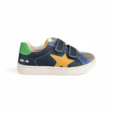 Sneakers NATURINO in pelle e suede blu/grigio/senape con velcri