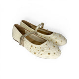 Ballerine Mary Jane GIOSEPPO KIDS in pelle, uncinetto e perline oro