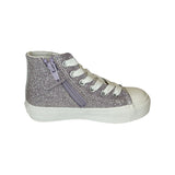 Sneakers NATURINO YLFAS mid in tessuto glitter multicolors con lacci e zip laterale