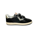 Sneakers 2B12 in pelle nera e glitter argento con velcri