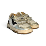 Sneakers 2B12 in pelle bianca/oro/bronzo con velcri