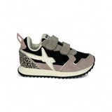 Sneakers ginniche W6YZ in tessuto tecnico nero e suede cipria con velcri