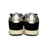 Sneakers 2B12 in pelle nera e glitter argento con lacci