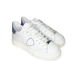 Sneakers PHILIPPE MODEL junior TEMPLE in pelle bianca e glitter azzurro
