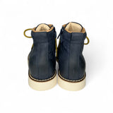 Scarponcini DIANETTI in pelle blu navy con lacci e zip interna