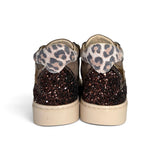 Sneaker mid BALOCCHI in nubuk, pelle metallizzata e glitter tortora con velcri