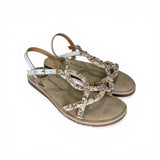 Sandali GIOSEPPO KIDS in pelle bianca, perline rosa/bianco, strass