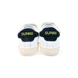 Sneakers SUN68 boy street in pelle bianca e suede blu con velcro e lacci elastici
