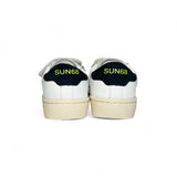 Sneakers SUN68 baby boy street in pelle bianca e suede nero con velcri