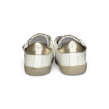 Sneakers primi passi FALCOTTO in pelle bianca/oro e glitter con velcri